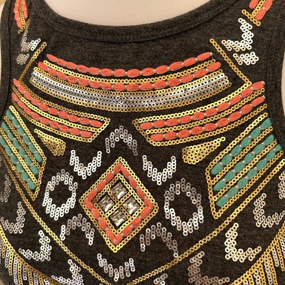 Nwt Express dark gray knit maxi dress with sequin, embroidered neck details - Picture 2 of 4